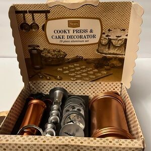 Sears 1950’s “Cooky Press & Cake Decorator” 19 Piece Aluminum Set